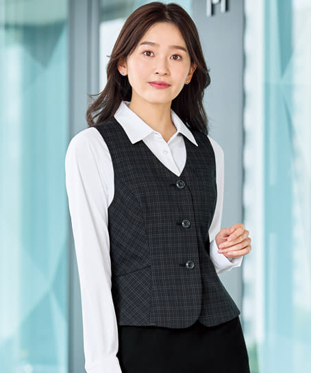 全1色】ベスト（リボン型ホルダーループ付・モランナ） FV36227 | 事務