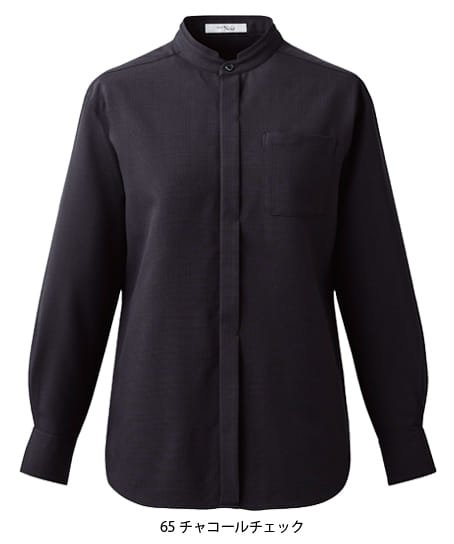 全2色】ユニセックススタンドカラーシャツ（長袖・ストレッチ・吸汗速