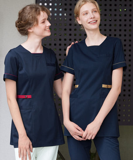 ナガイレーベン】チュニック（配色ベルト・接触冷感・ストレッチ・吸汗