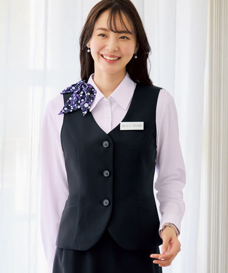 全2色】ベスト（シャドーチドリ/きらめくボタン） SA370VA | 事務服