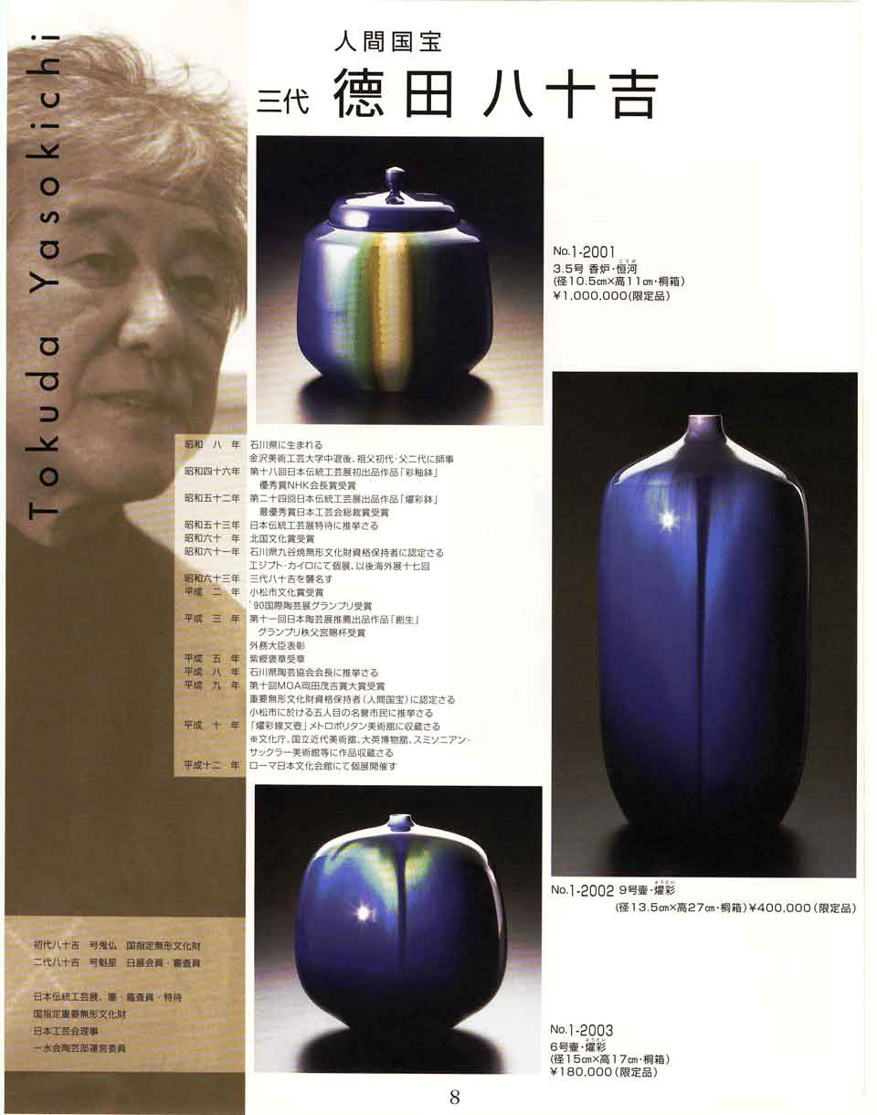 食器 作家作品・名窯作品徳田八十吉 香炉 壺九谷焼 九谷コレクション