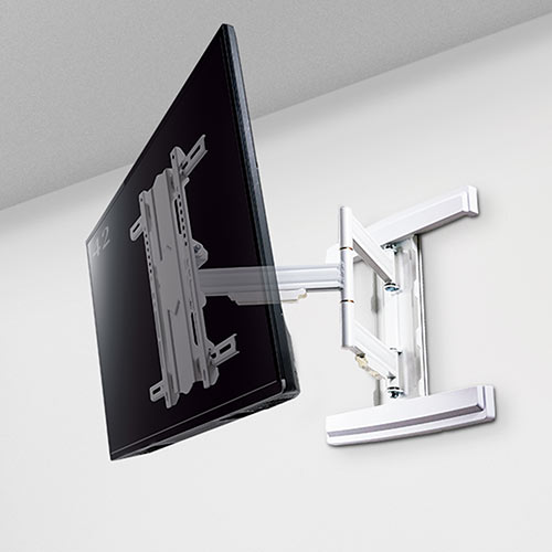 テレビ壁掛け金具 アームタイプ 角度調整 左右首振り ホワイト EEX