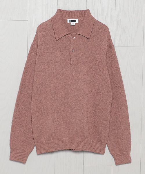 H＞ツイストコットン ポロカラーニット