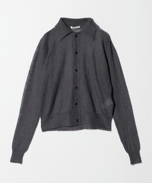AURALEE＞シアーニット シャツカーディガン