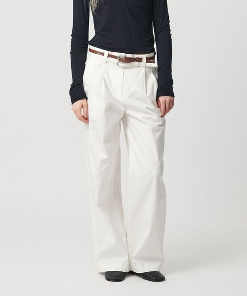 ATTISESSION＞ベルト 2タック ストレート パンツ 3