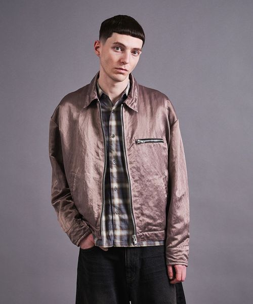 ガーメントダイ ナイロンサテン ジップ ジャケット