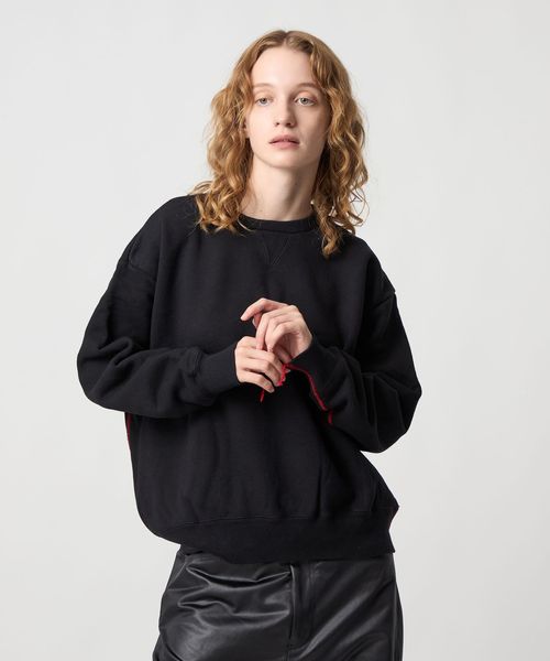 6(ROKU)＞コットンウラケ カラーステッチ クルーネック プルオーバー 25SS