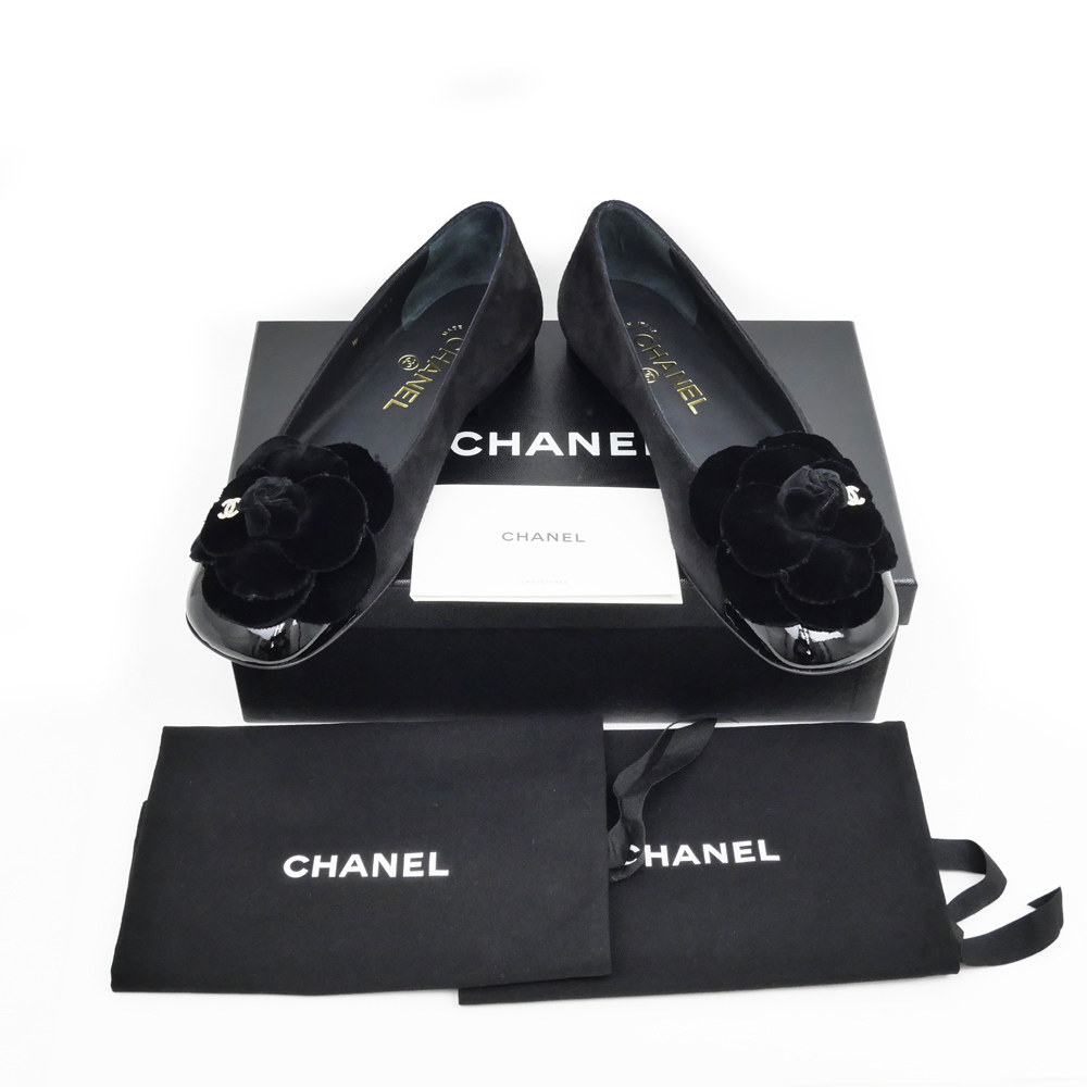 名東】【CHANEL】シャネル バレリーナ フラットシューズ カメリア