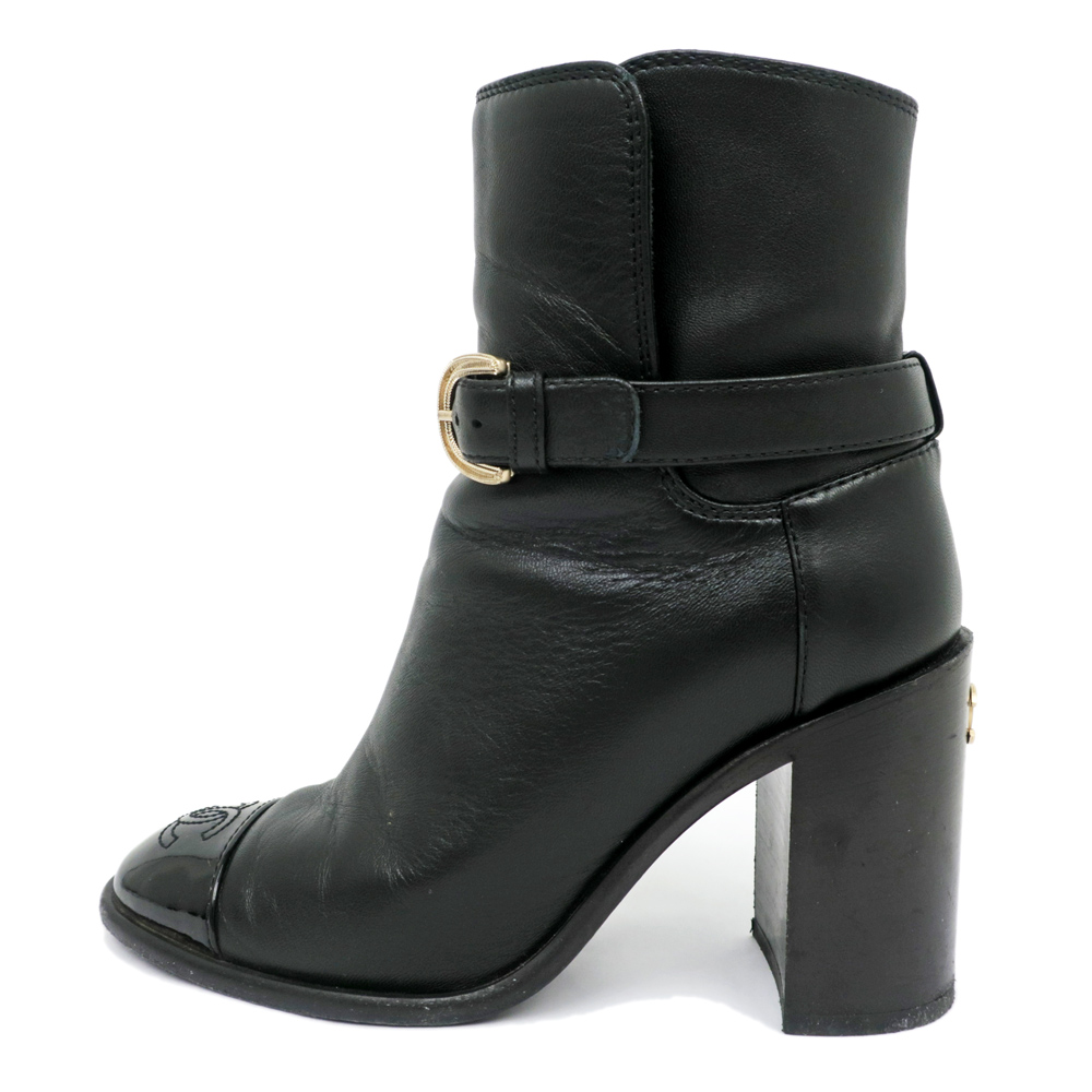 名東】【CHANEL】シャネル アンクルブーツ 34 1/2C BK ブラック G38064
