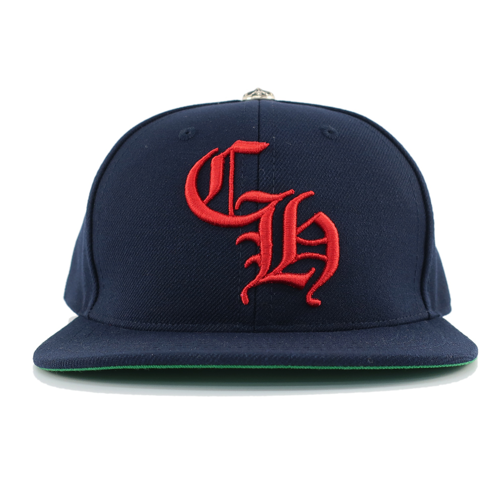 天白】【CHROME HEARTS】クロムハーツ キャップ ネイビー CH刺繍 帽子