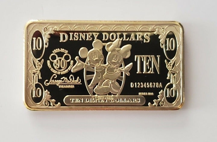 Rare Genuine Disney Dollars $10 Gold 90th | Mercari