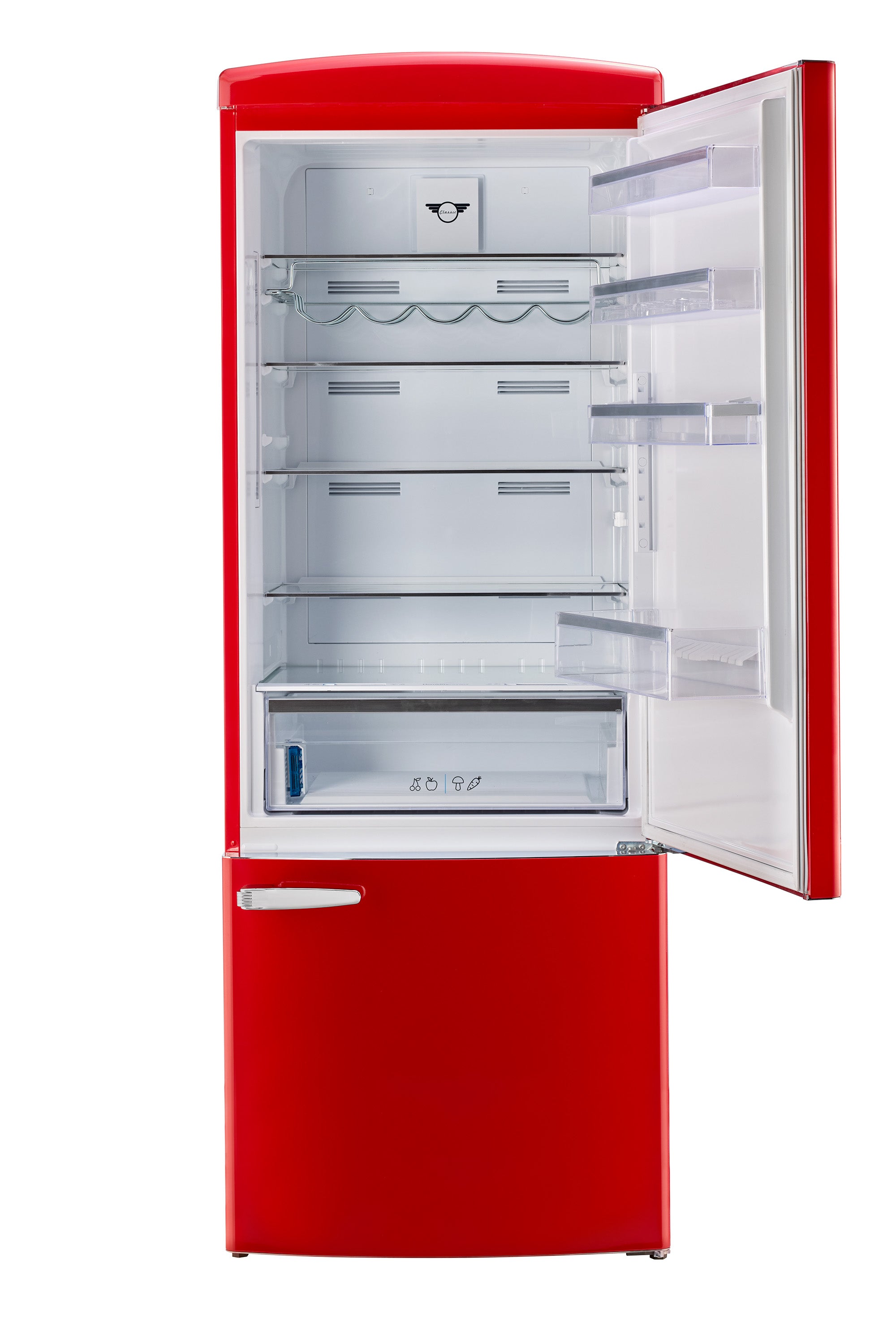 Unique 455L Candy Apple Red Bottom Mount Refrigerator – Unique