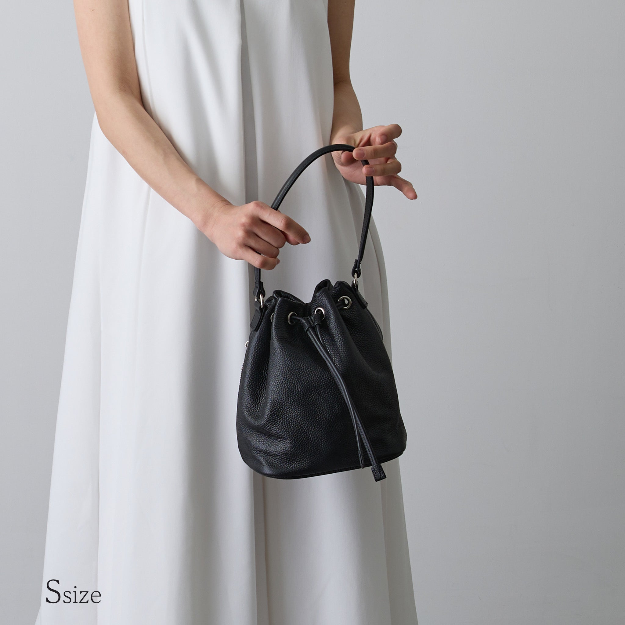 シュリンクレザー】Drawstring Bag-巾着バッグ (S・M)