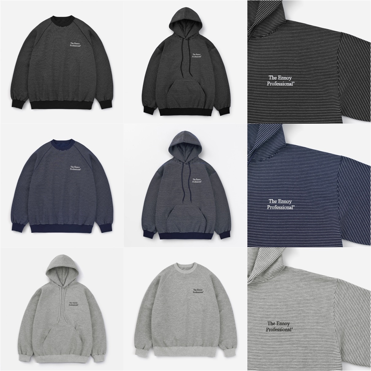 ENNOY『BORDER CREW NECK SWEAT & HOODIE』が国内11月24日より抽選発売