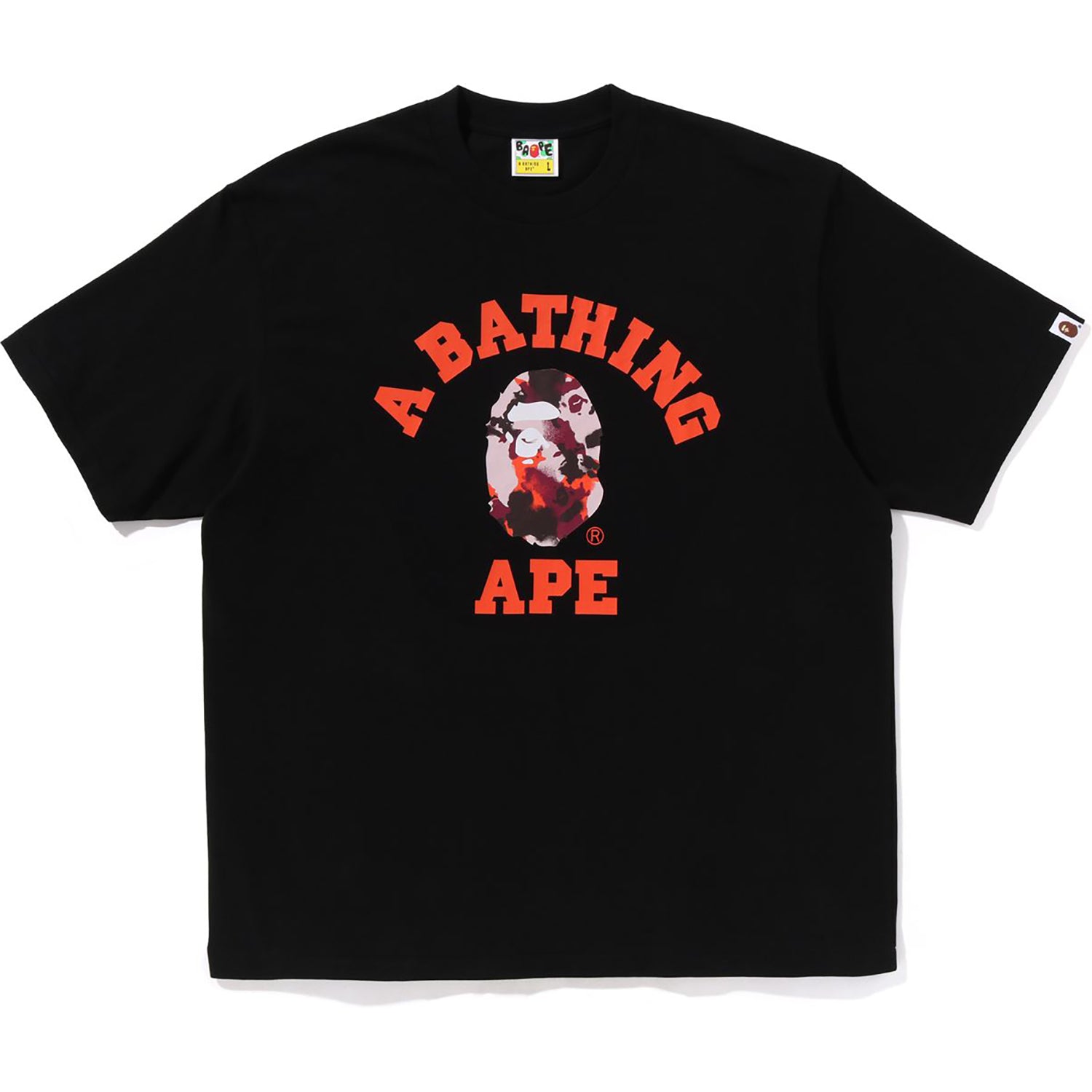 BAPE MAP CAMO College Relaxed Fit Tee - Bold Rubber Logo | us.bape.com