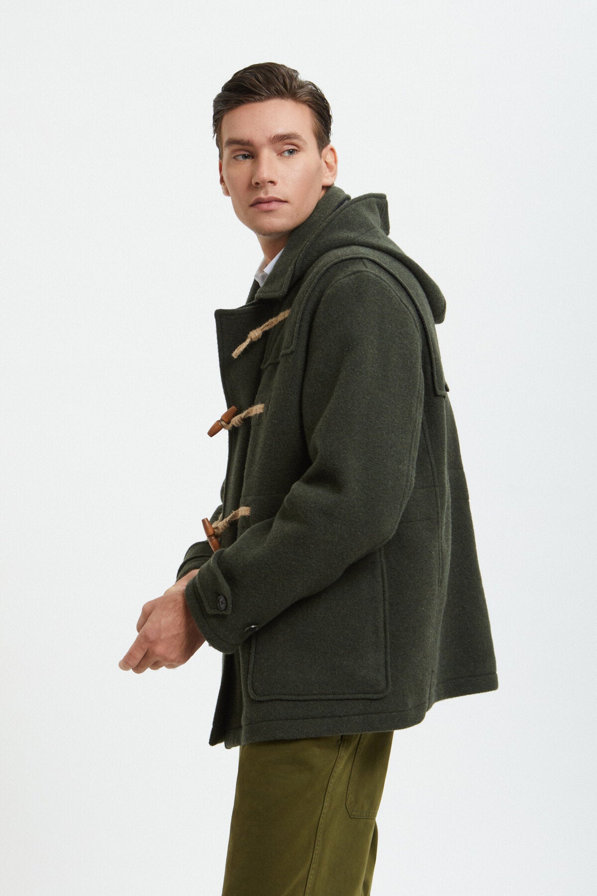 Double Wool Short Duffle Loden Green | Baracuta