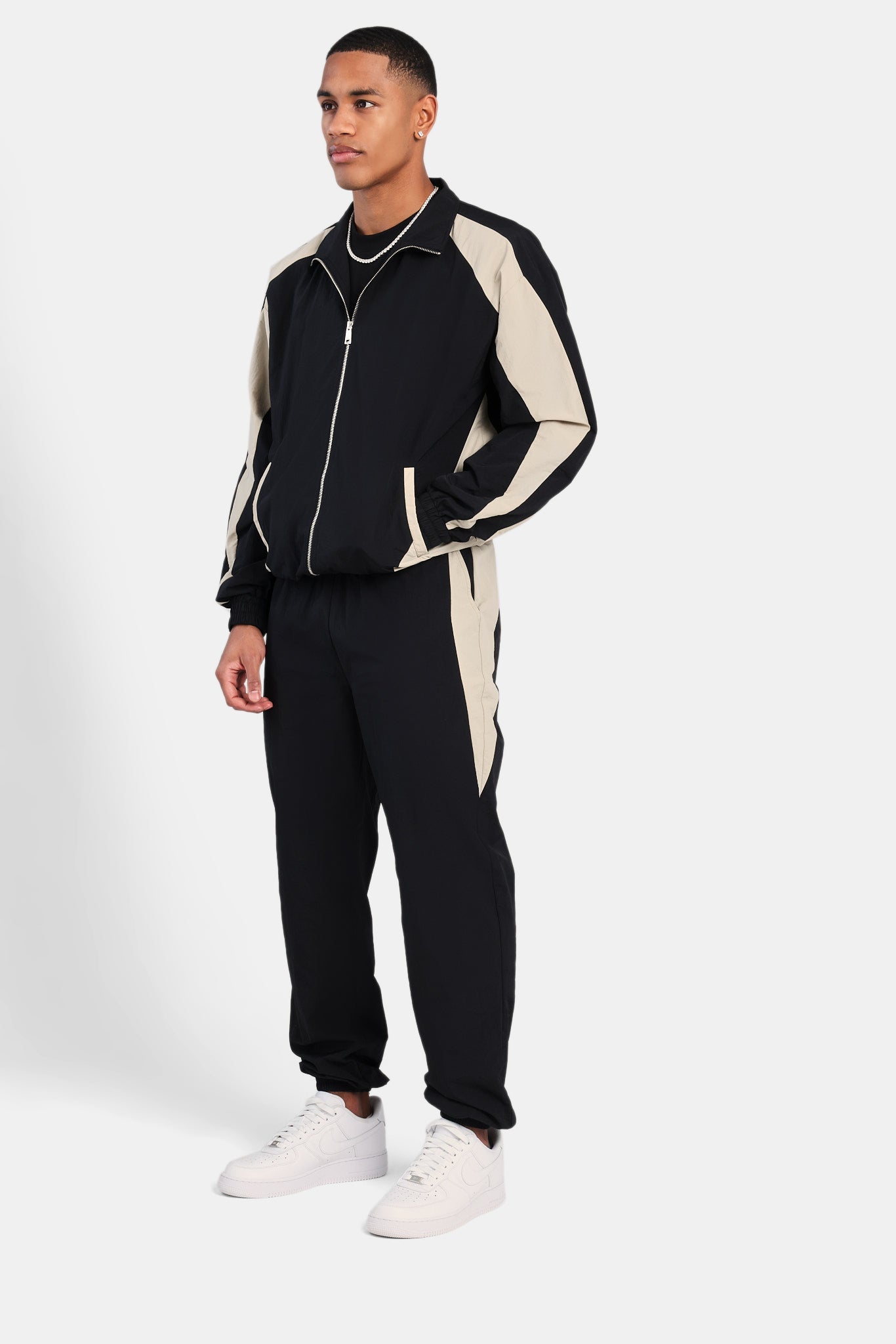Nylon Panelled Track Jacket - Black | Mens Outerwear | Shop