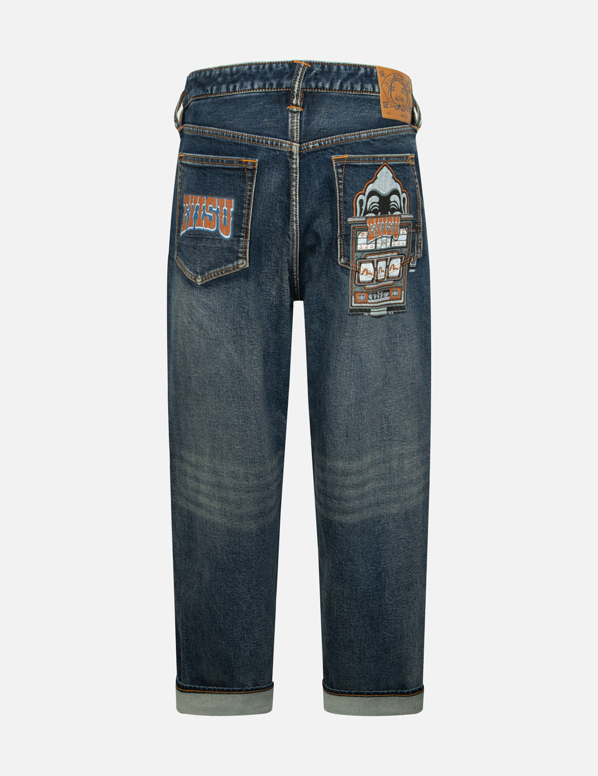 Washed Logo and Godhead Slot Coated Relax Fit Jeans – EVISU