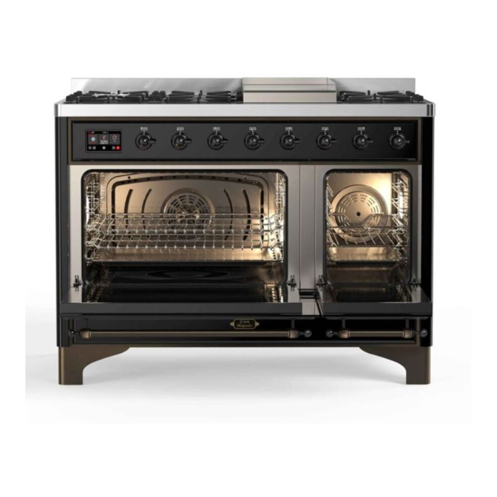 ILVE UM12FDNS3BKB Majestic II 48 inch Dual Fuel Range with 8 Black