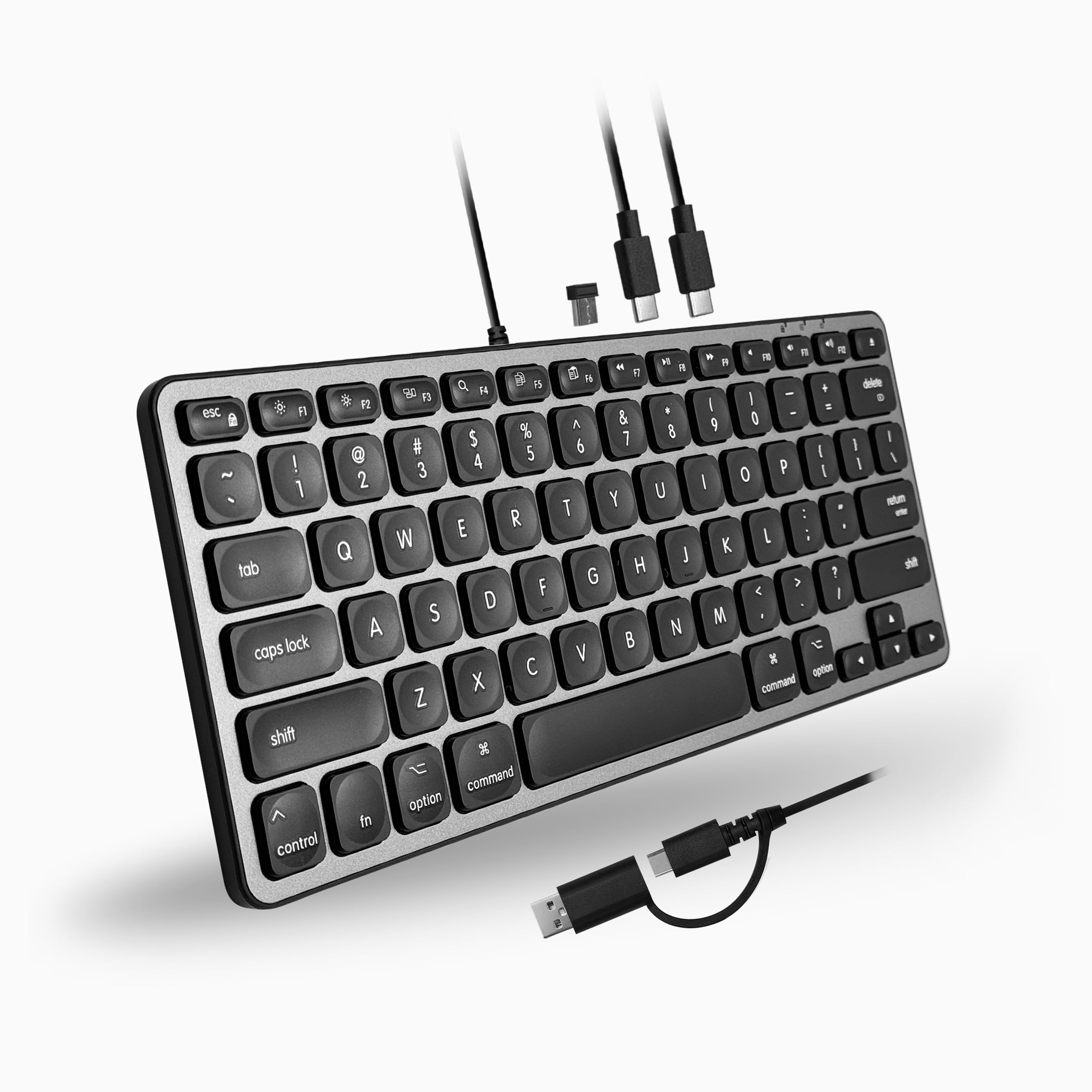 USB C Keyboard for Mac | USB Hub for Extra Ports, Dual USBA / USBC