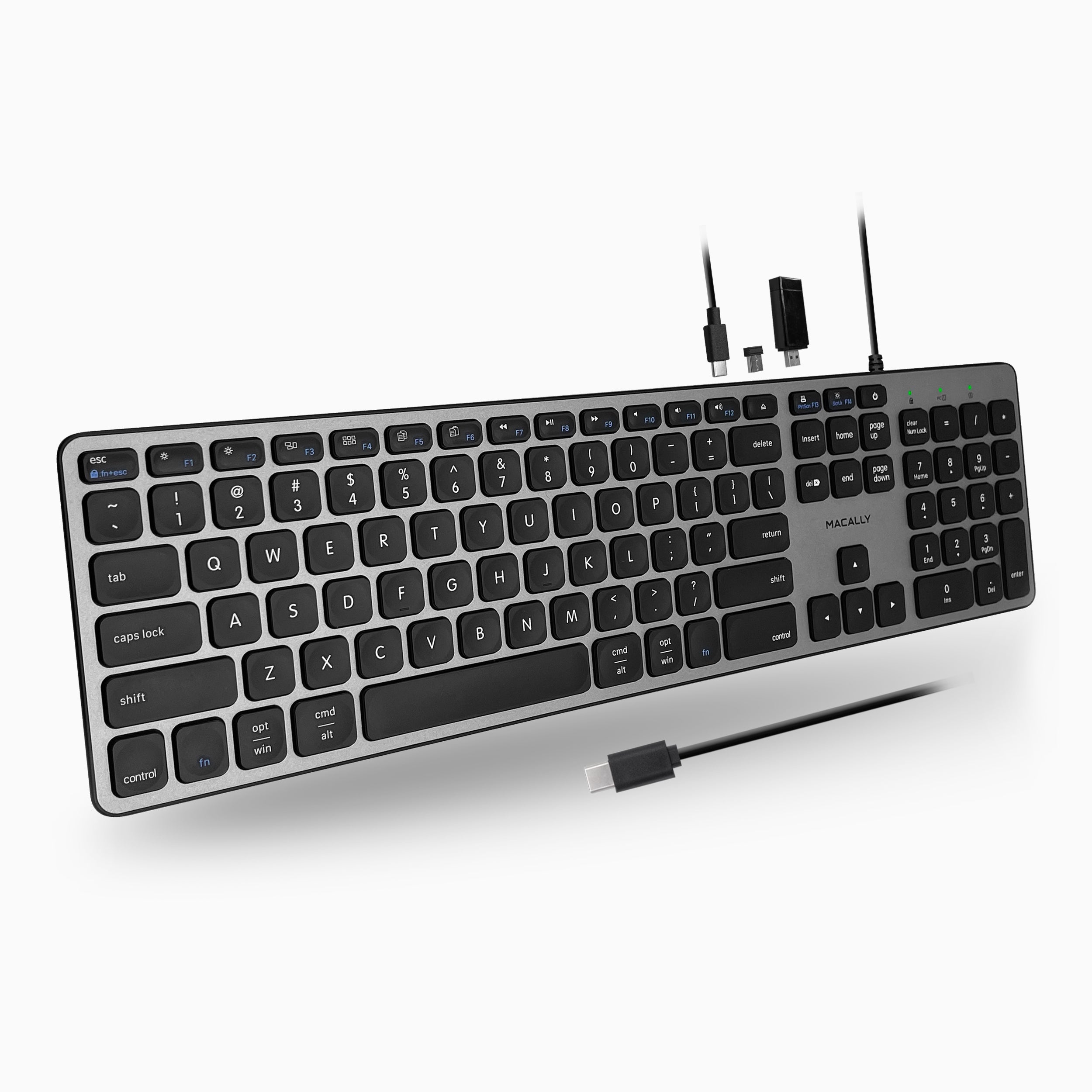 USB C Keyboard for Mac | USB Hub for Extra Ports, Full-Size with