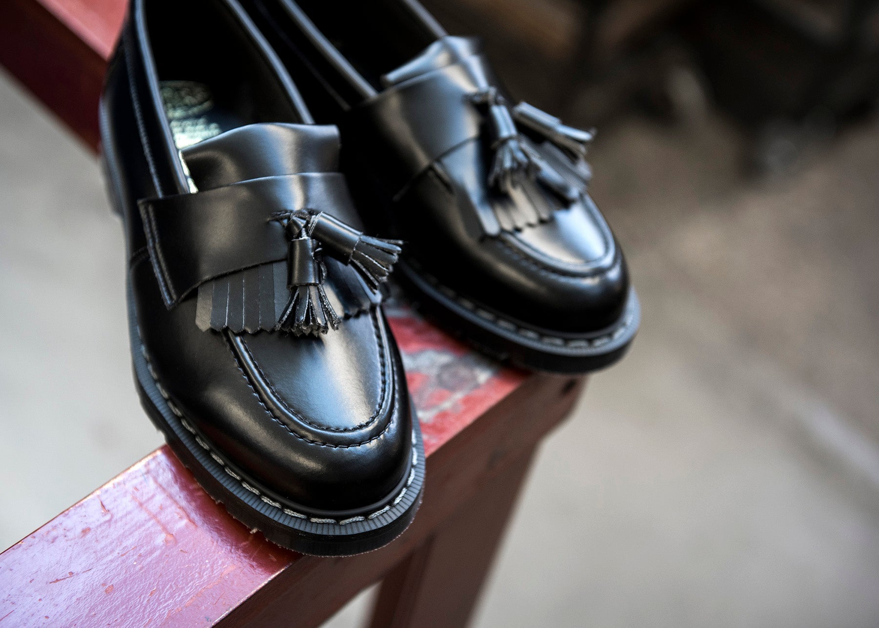 Black Vegan Hi-Shine Tassel Loafer | Solovair | Handmade in