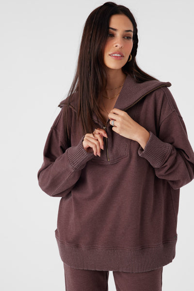 Karma Mock Zip Crew Neck Fleece - Chocolate | O'Neill