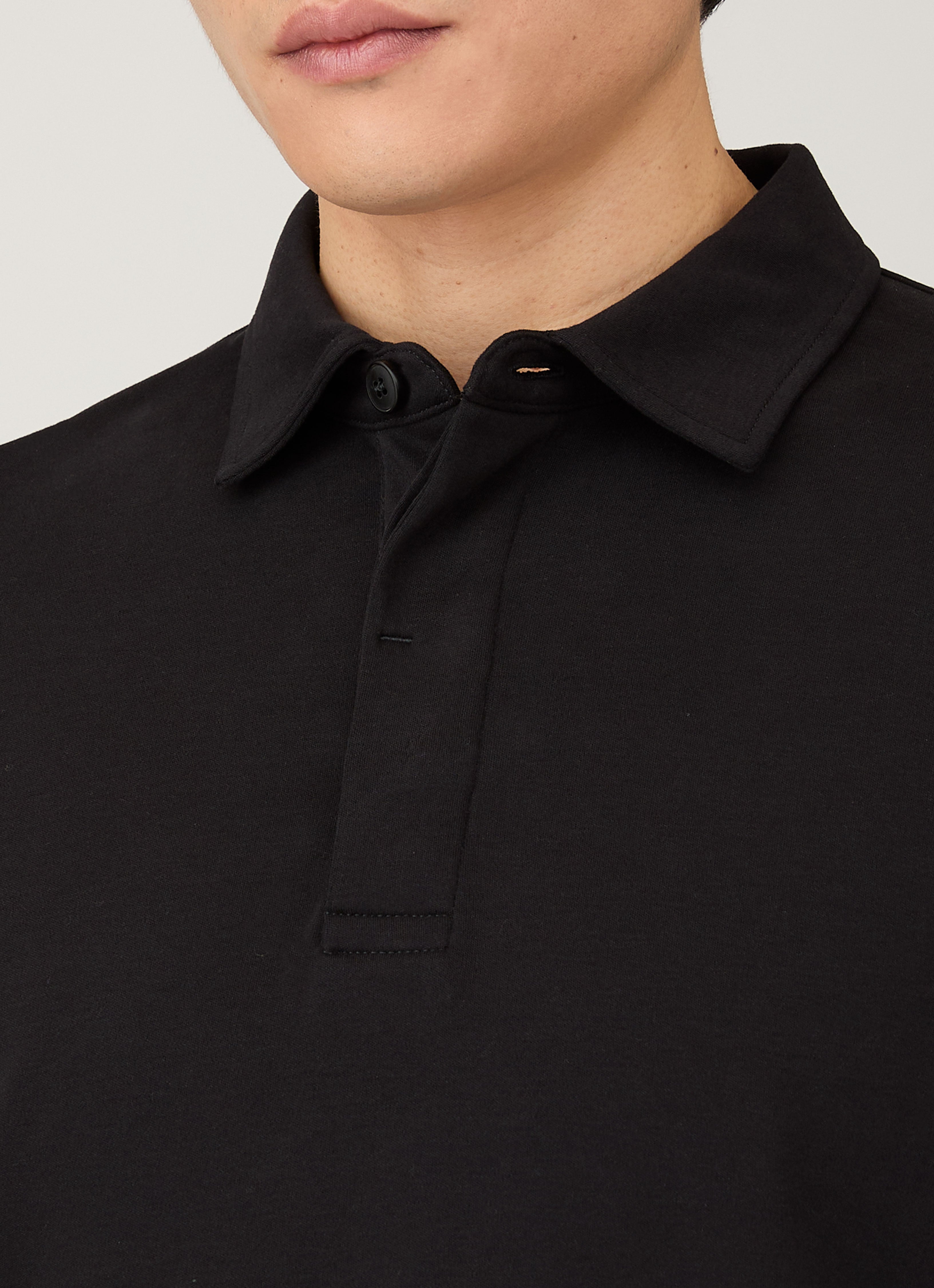Men's Heavyweight Rugby Polo Shirt in Black | Sunspel