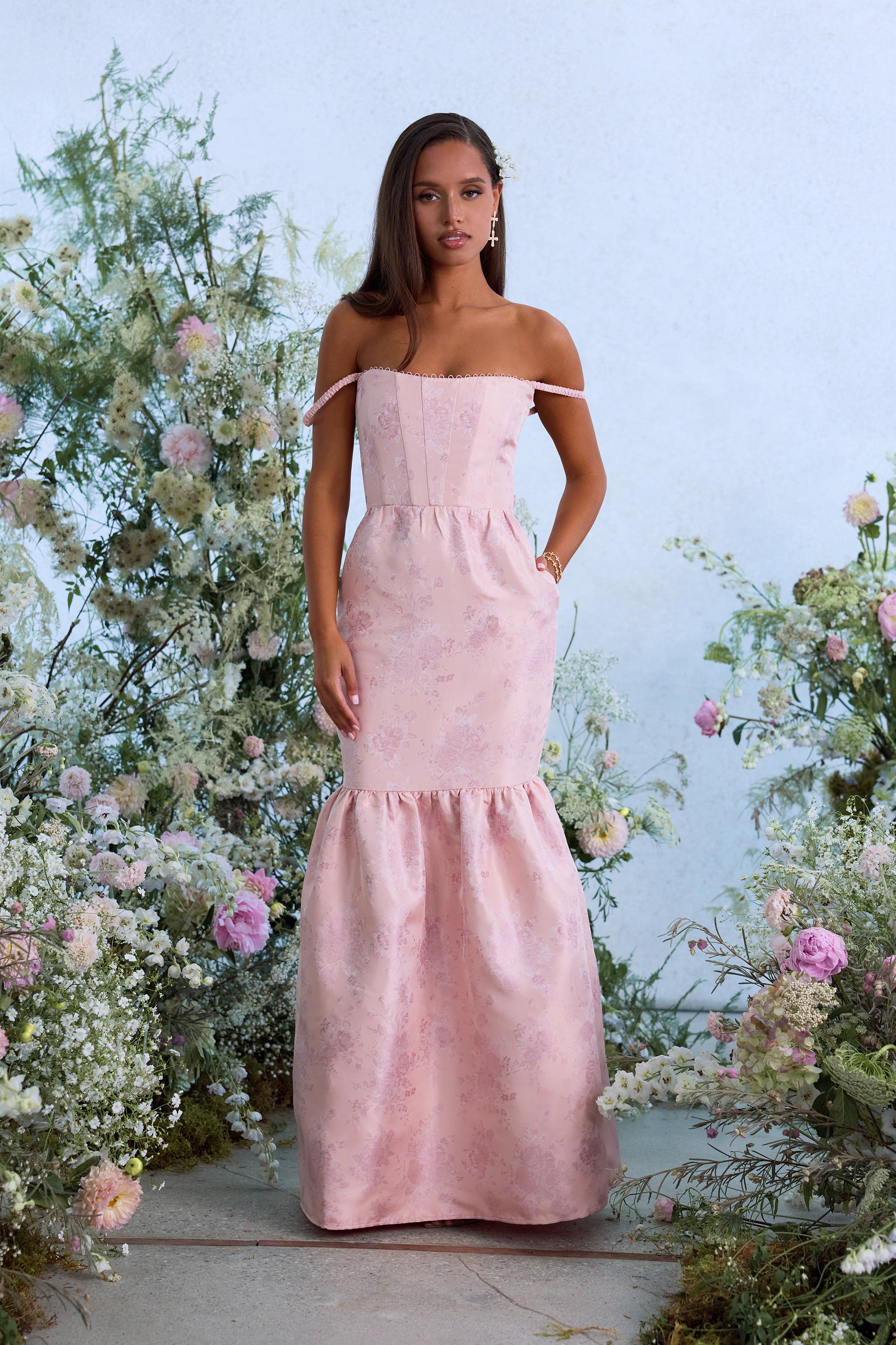 The Cherie Dress in Light Pink Windsor Brocade – V. Chapman
