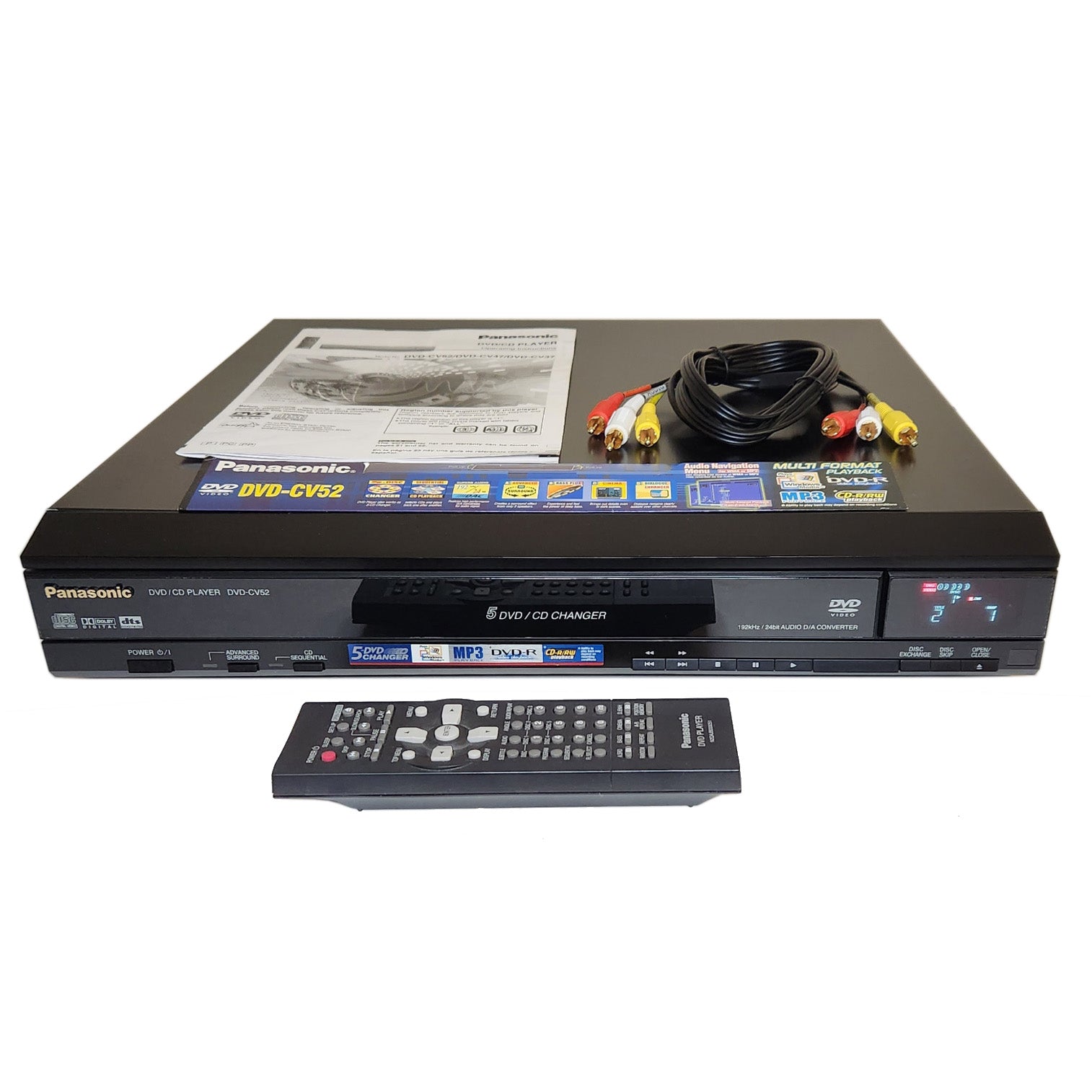 Panasonic DVD-CV52 DVD/CD Player, 5 Disc Carousel Changer – VCR