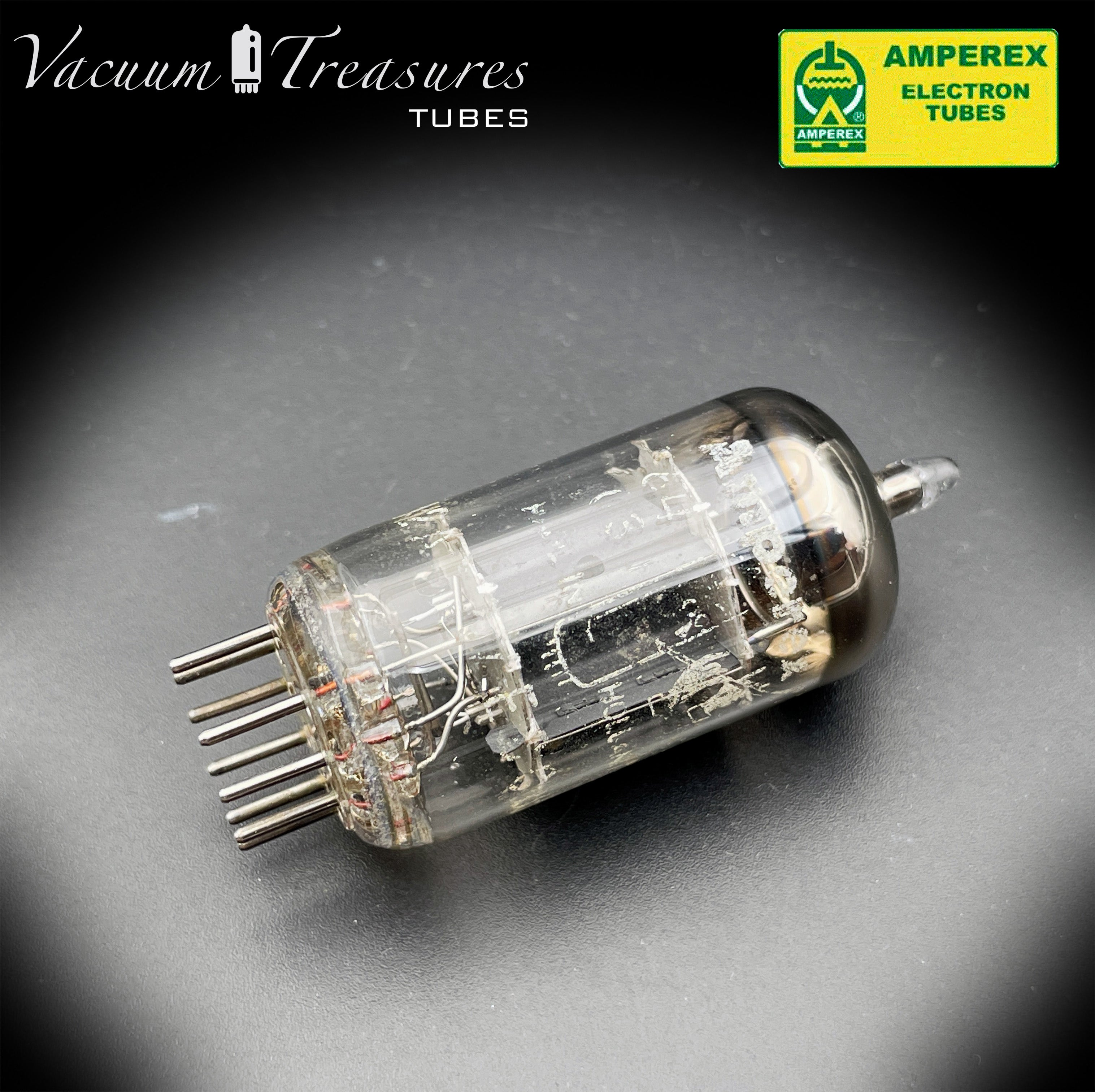 12AX7 ( ECC83 ) NOS AMPEREX Bugle Boy Short Plates Halo Getter