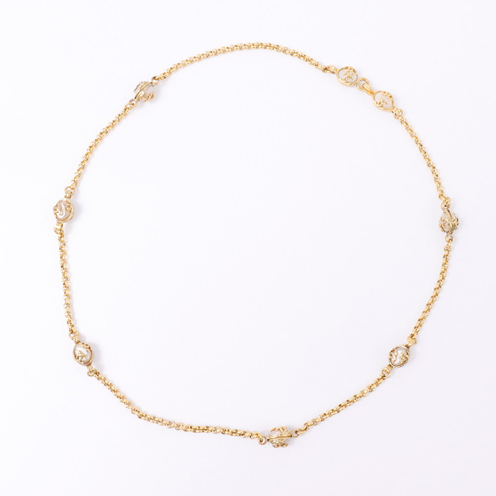 CHANEL ココマーク チェーンベルト メタル フェイクパール ゴールド