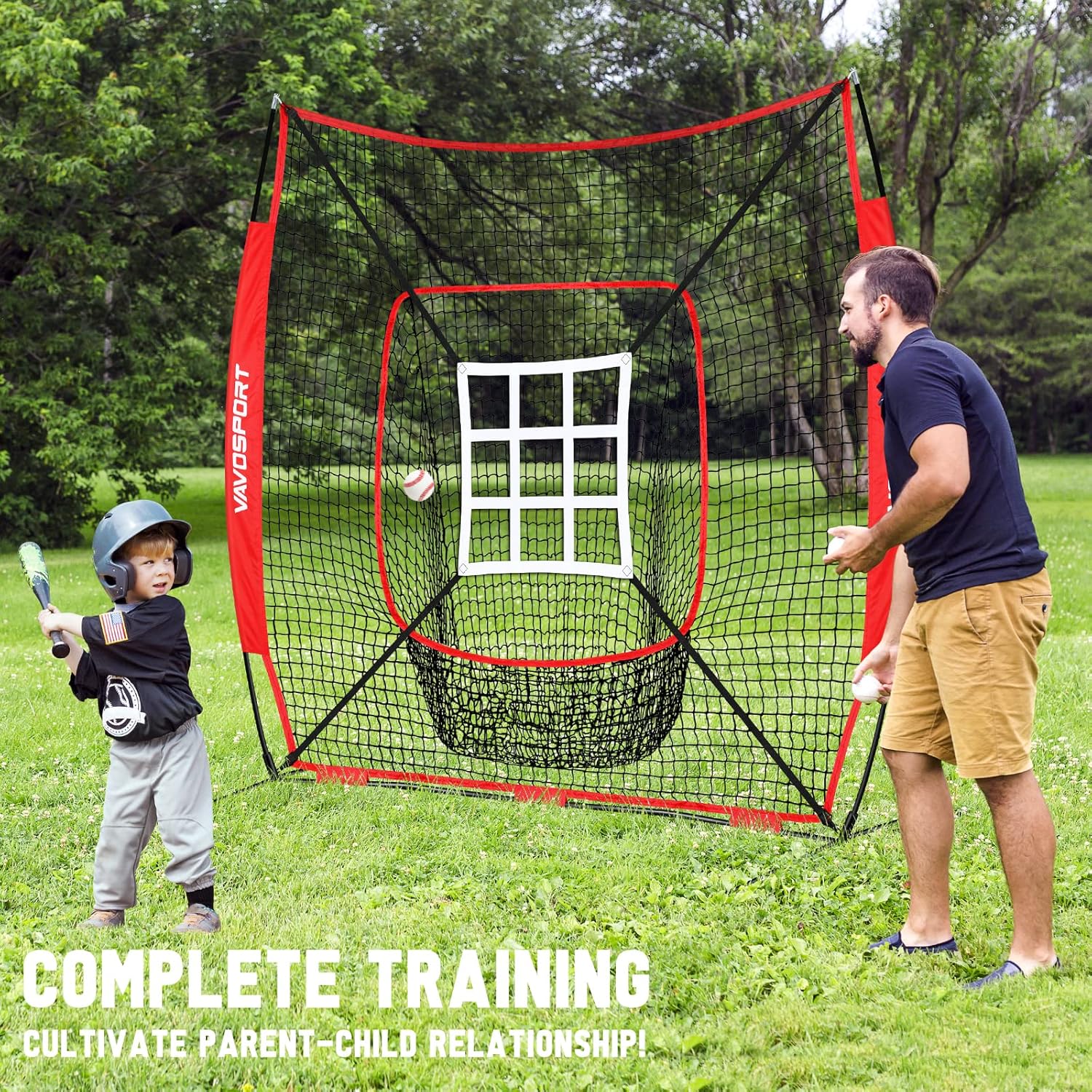 7x7' Baseball Net Set - Portable Softball & Baseball Net, Batting