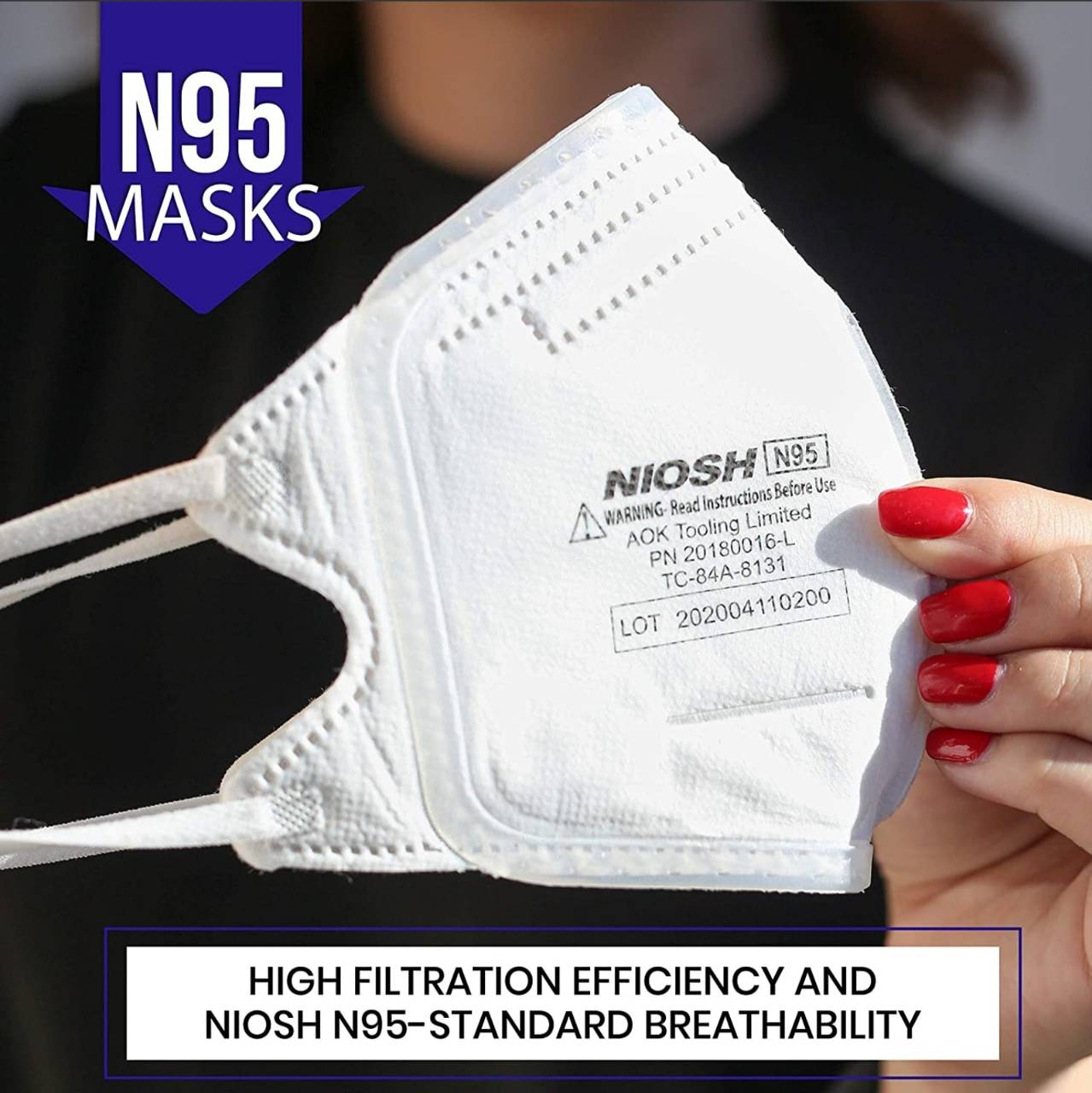 N95 Folding Mask - FDA Certified & NIOSH Approved - White - V GOOD