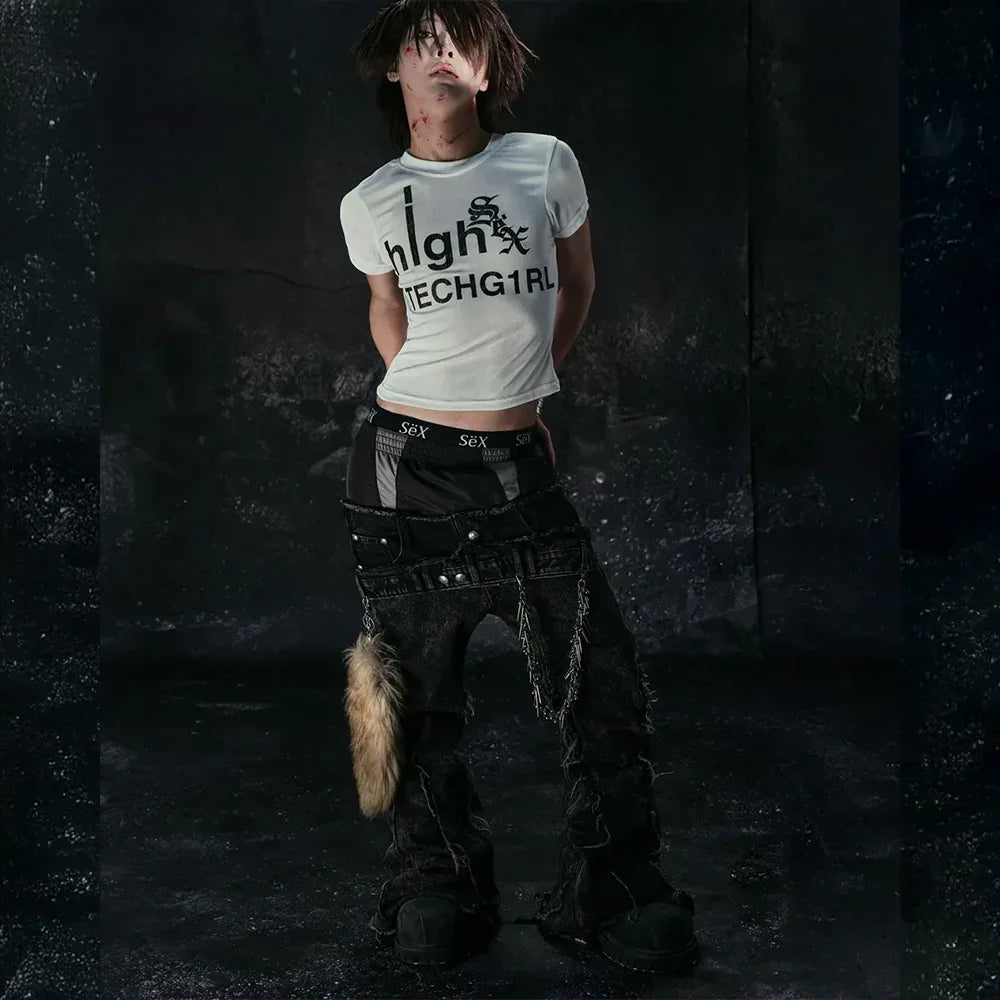 COZY WORLDWIDE Product Page - Triple Layer Waxed Flared Jeans