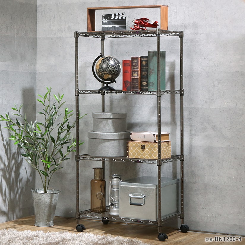 19mm] 幅75 4段 (幅74.5×奥行34.5×高さ124.5cm) ルミナスブラック