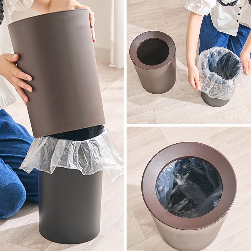 ゴミ箱 6.7L ルクレール コンパクト 袋が見えない2重構造 丸型 くず