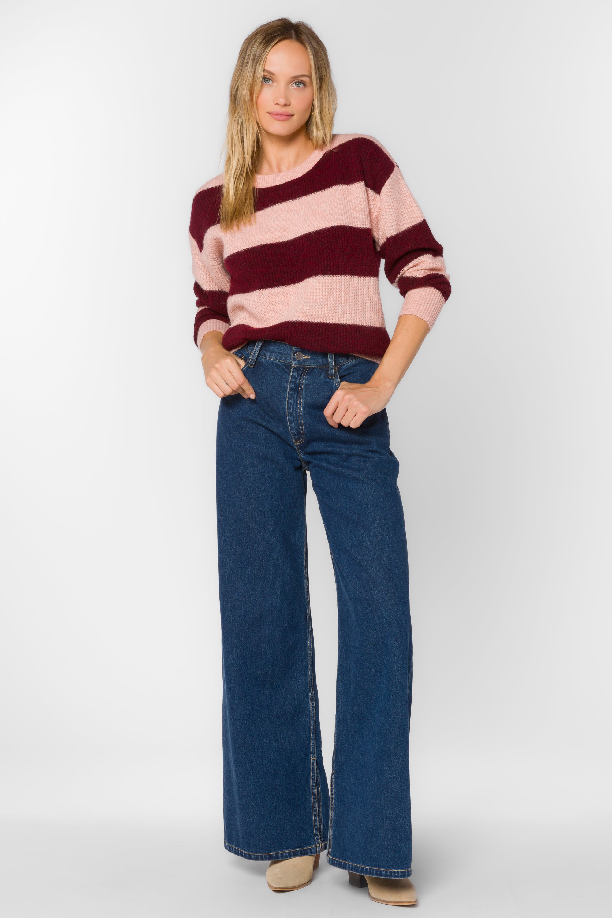 Cornell Bordeaux Stripe Sweater – Velvet Heart Clothing
