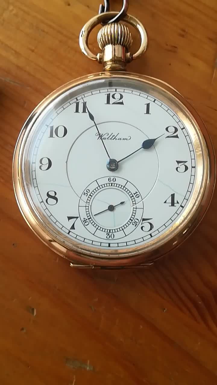 1920年製ウォルサム製ヴィンテージ懐中時計、アメリカ製、46.5mm、動作