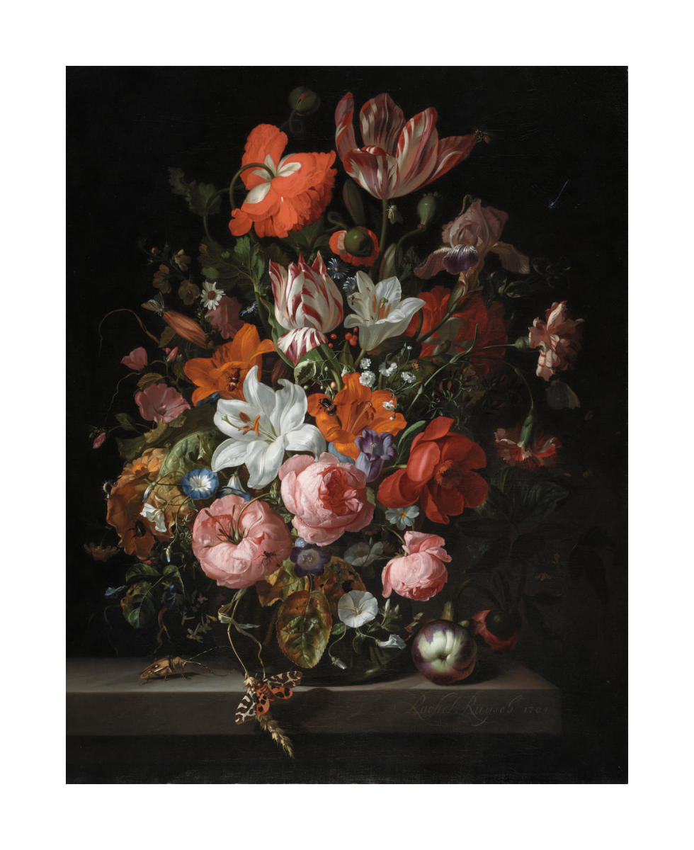 Flowers in a Glass Vase, 1704 by Rachel Ruysch - Paper Print - DIA