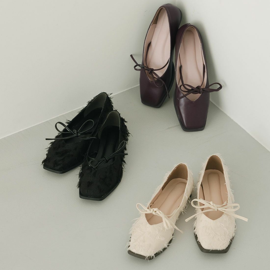 yumi.さんコラボ華奢リボンフラットシューズ ｜靴・レディースシューズ