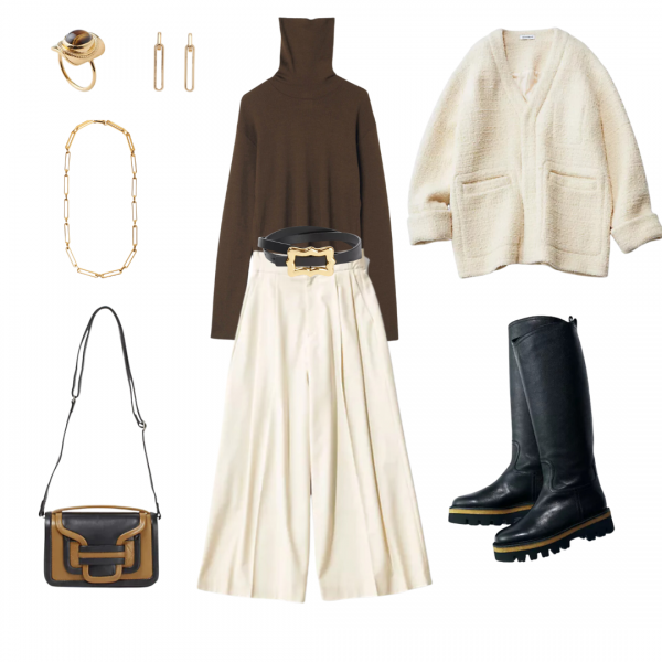 50代 週末コーデ】気温12度 クリーンであたたかみのあるツートーン