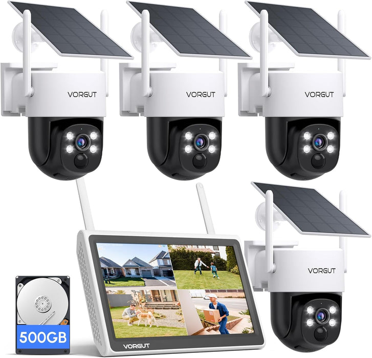 防犯カメラ 屋外 ソーラー モニター付き 4台セット 400万画素