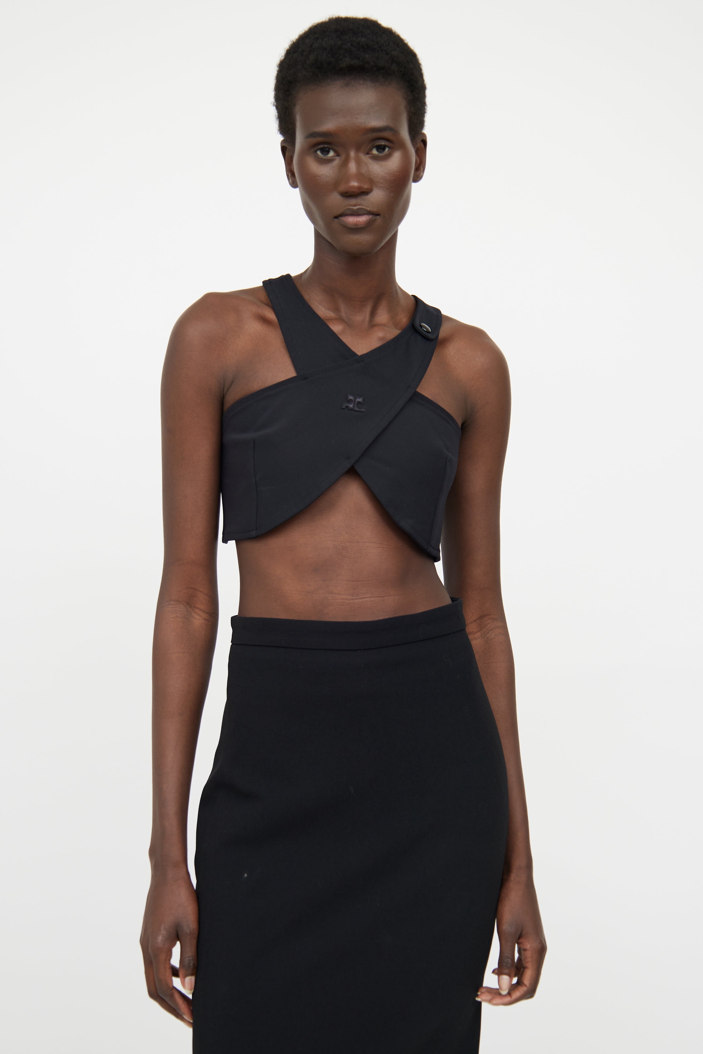 Courrèges // Black Crossover Crop Top – VSP Consignment