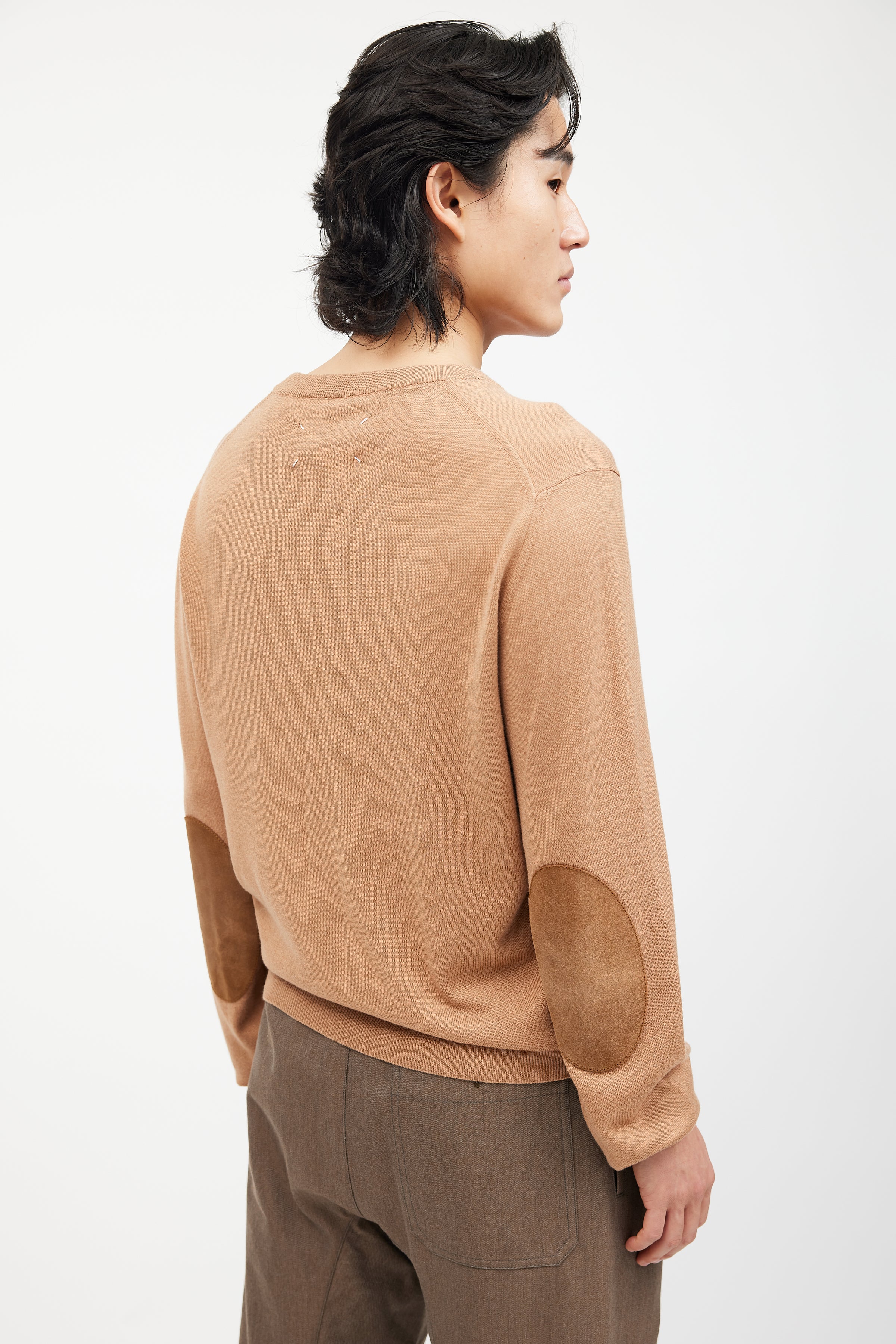 Maison Margiela // Beige Wool Elbow Patch Knit Sweater – VSP