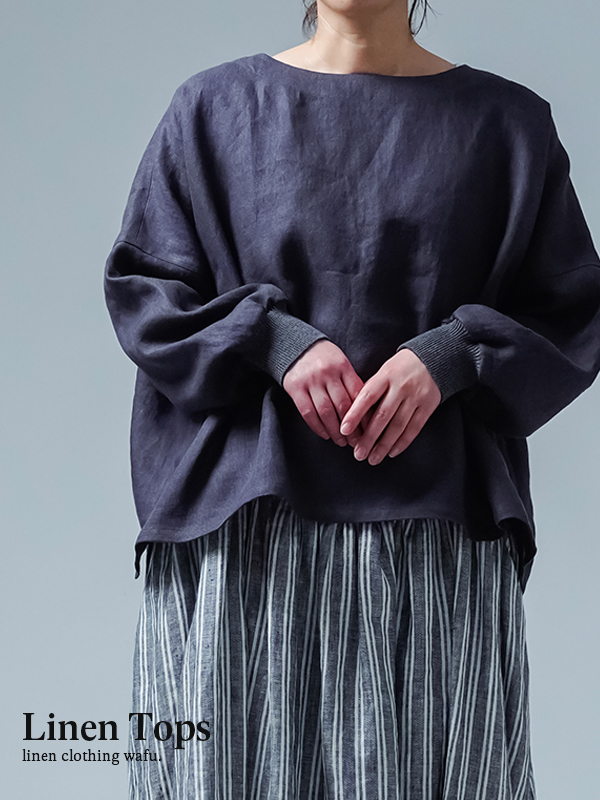 wafu. プレミアムリネン 幻のよしこTシャツ 袖リブトップス wafu