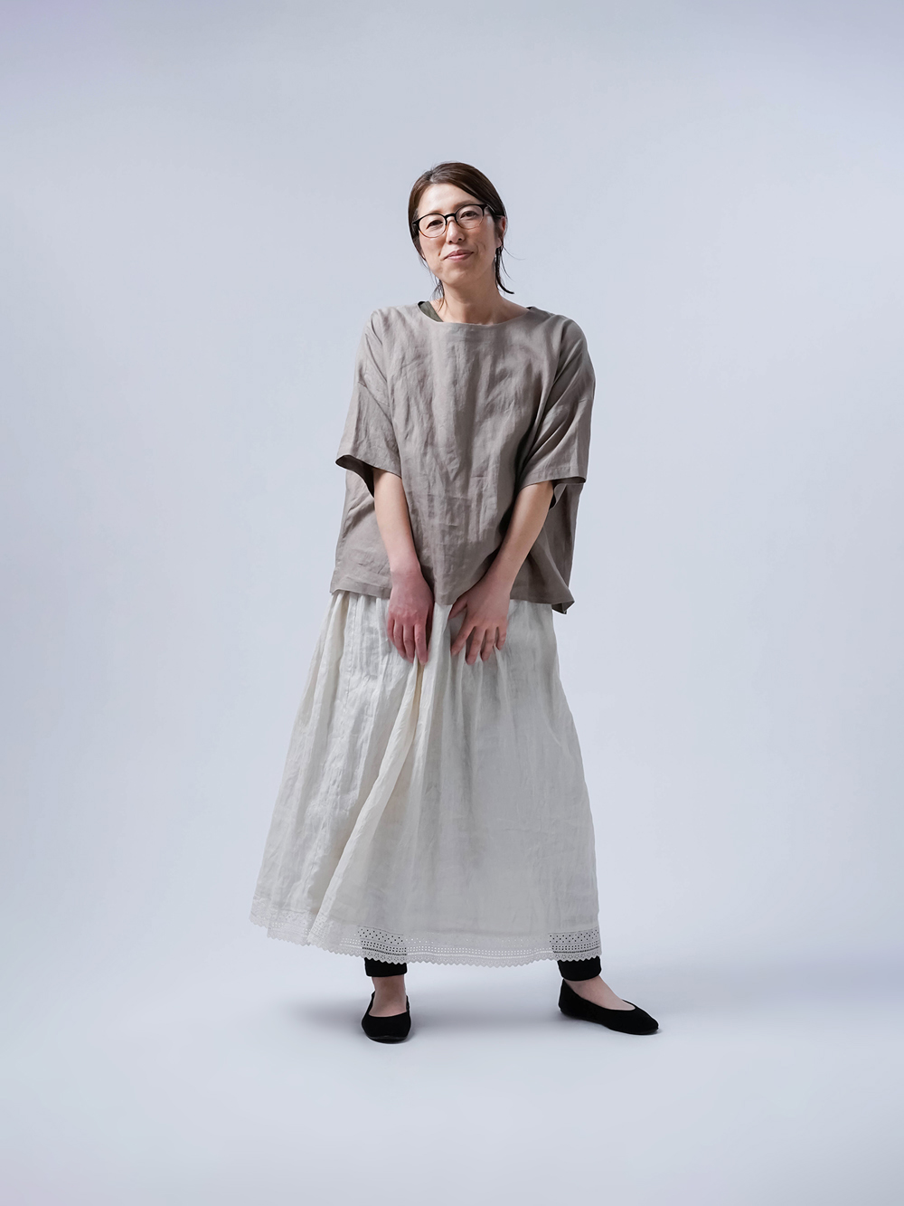 wafu. プレミアムリネン 幻のよしこTシャツ 袖リブトップス wafu