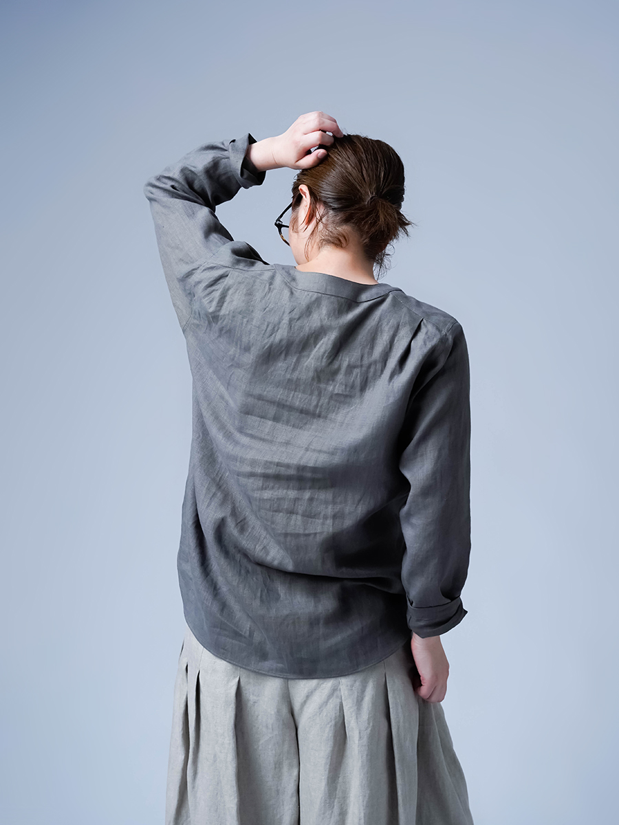 リネントップス】快適さ無制限 スリーピングシャツ ／ 鈍色 t030c-nib1