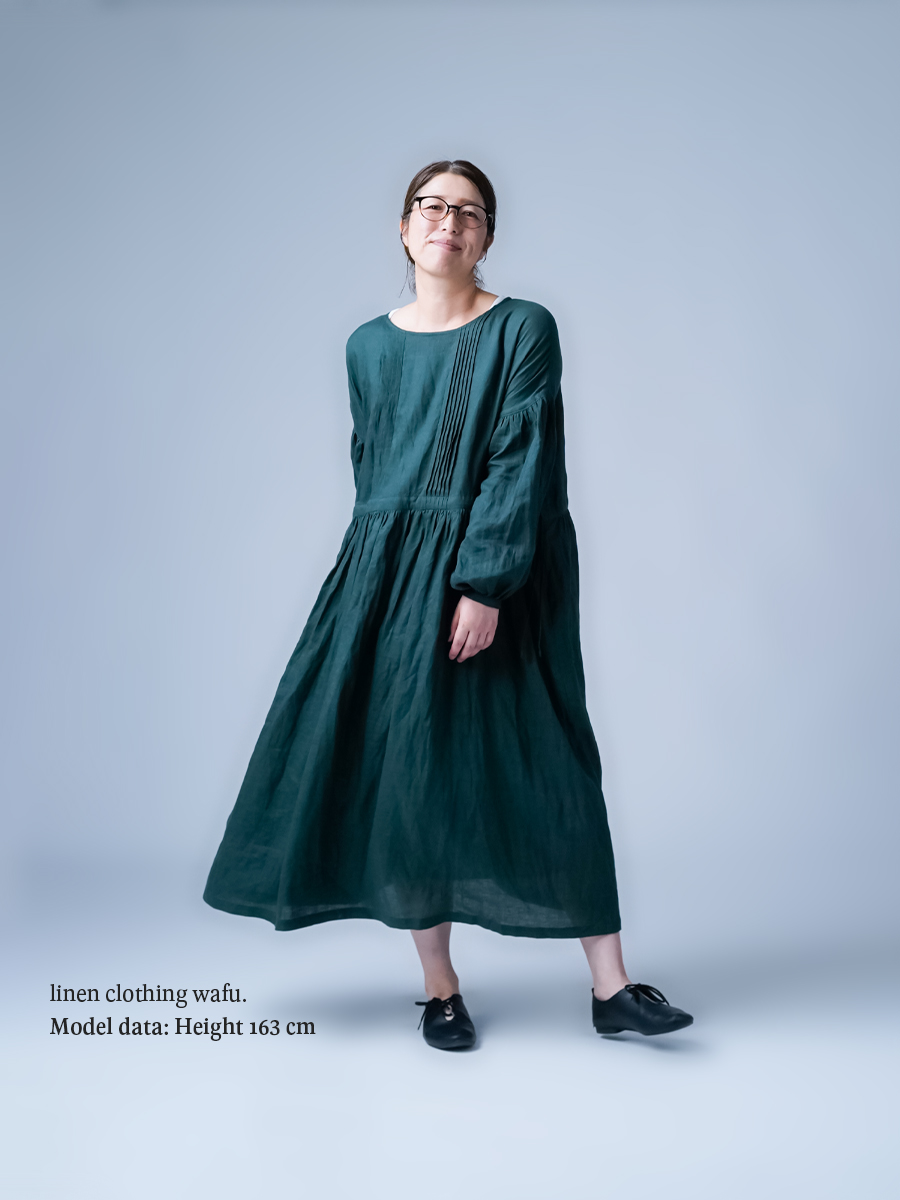 リネンドレス】ジュエリーはいらない！ ピンタック リネンドレス