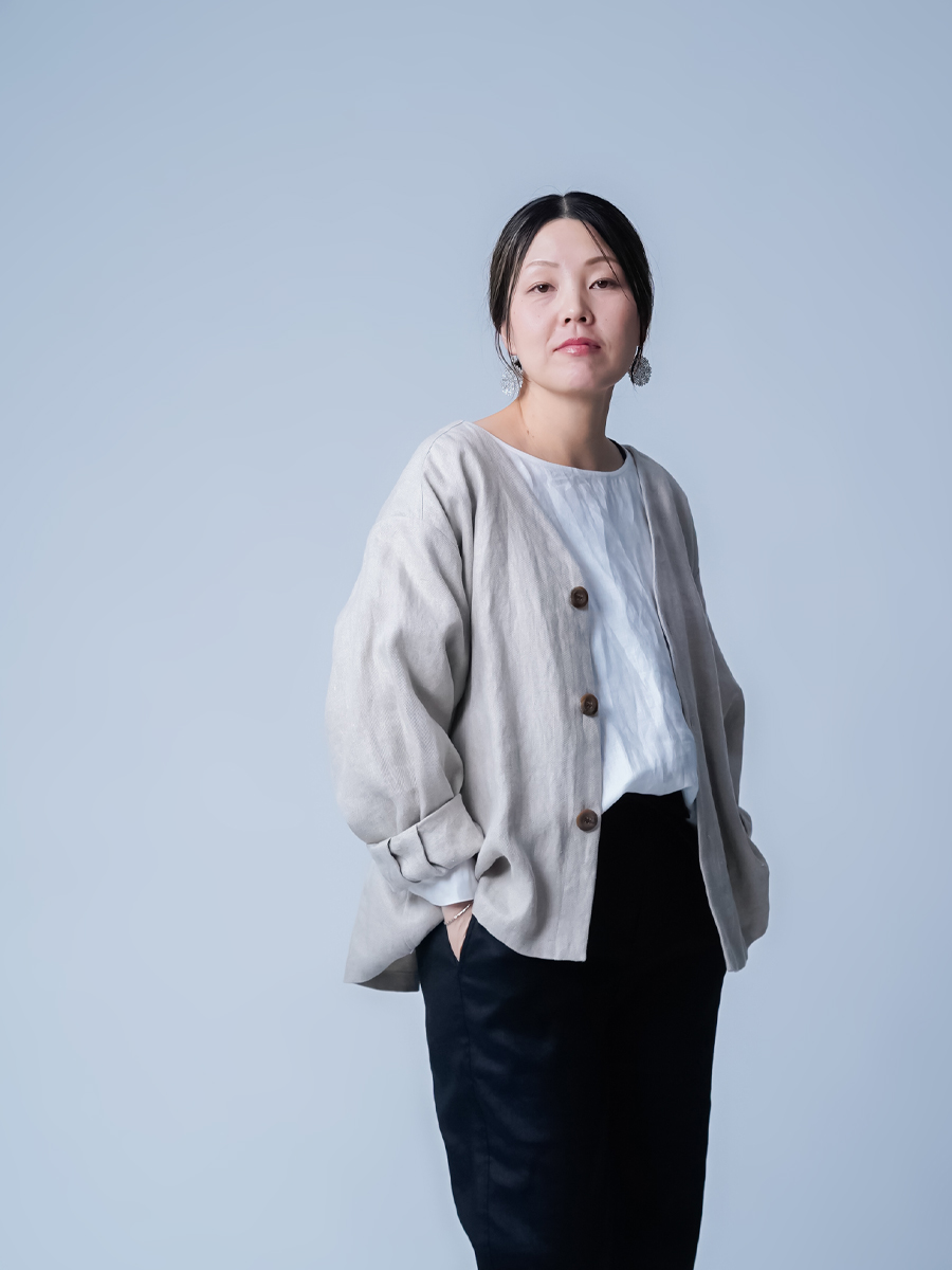 プレミアム】リネントップス 丸首 トップス 薄地 ／ ホワイト p012g-wht1